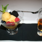 Bowl of fresh fruit and sorbet plus glass of cognac - St Simons Island GA 2014  King and Prince Hotel - Echo Lounge