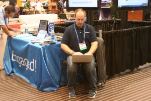 Josh Childs Tweeting in the Social Media Lounge at IBEX